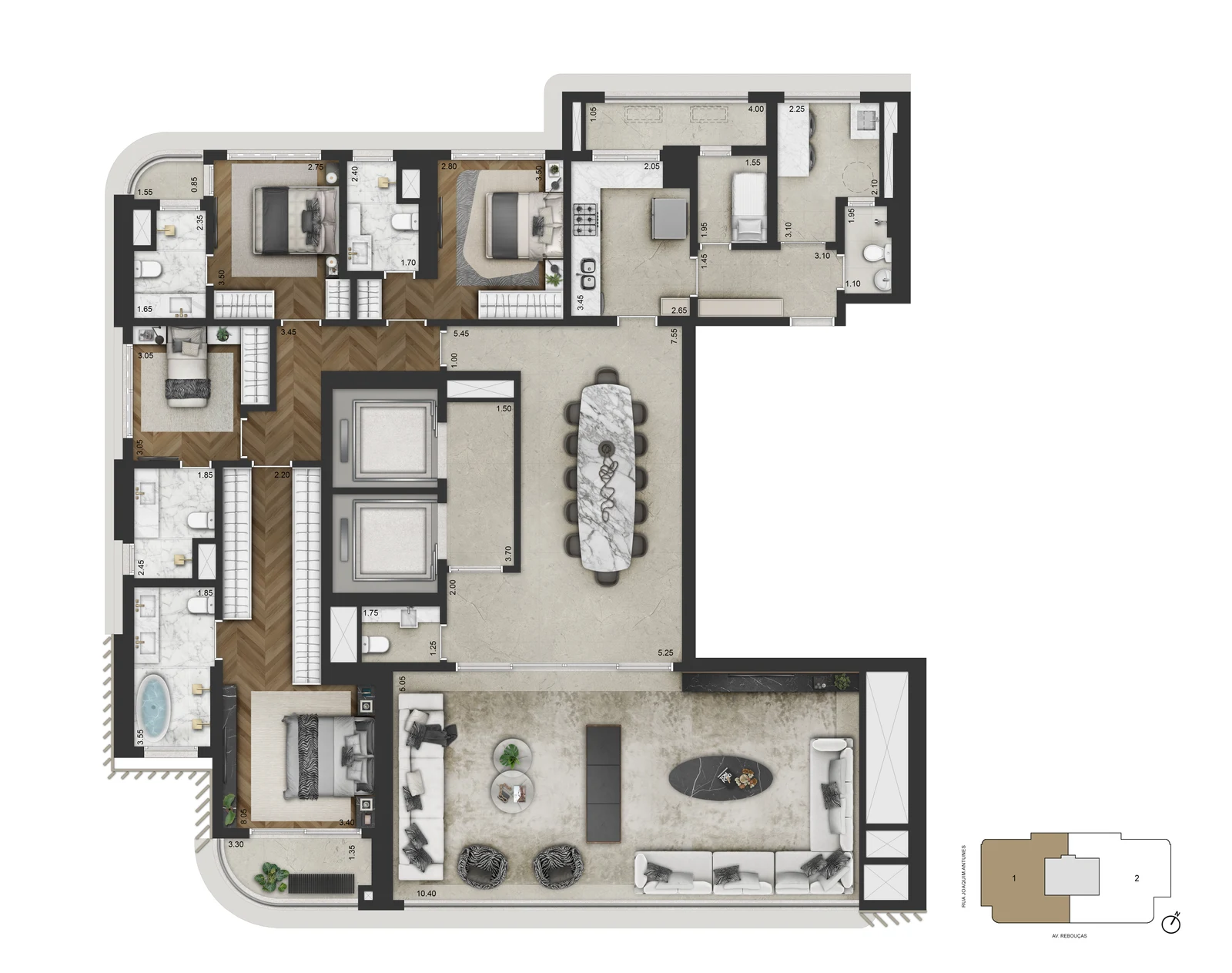 Planta padrão — 246,8 m² · Final 1