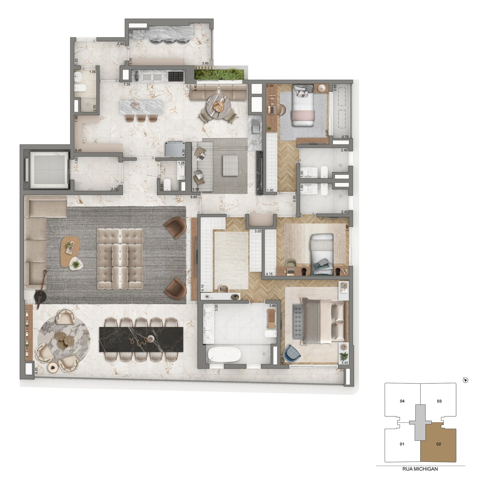 Planta opção — 251 m²