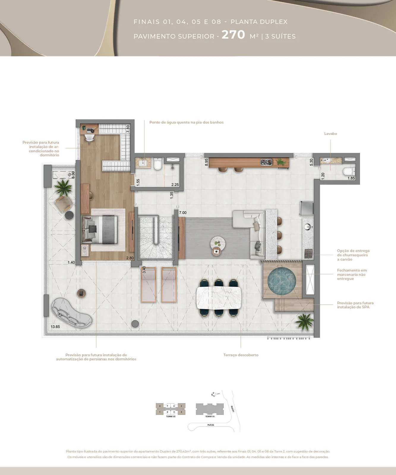 Cobertura duplex 270 m² · pavimento superior