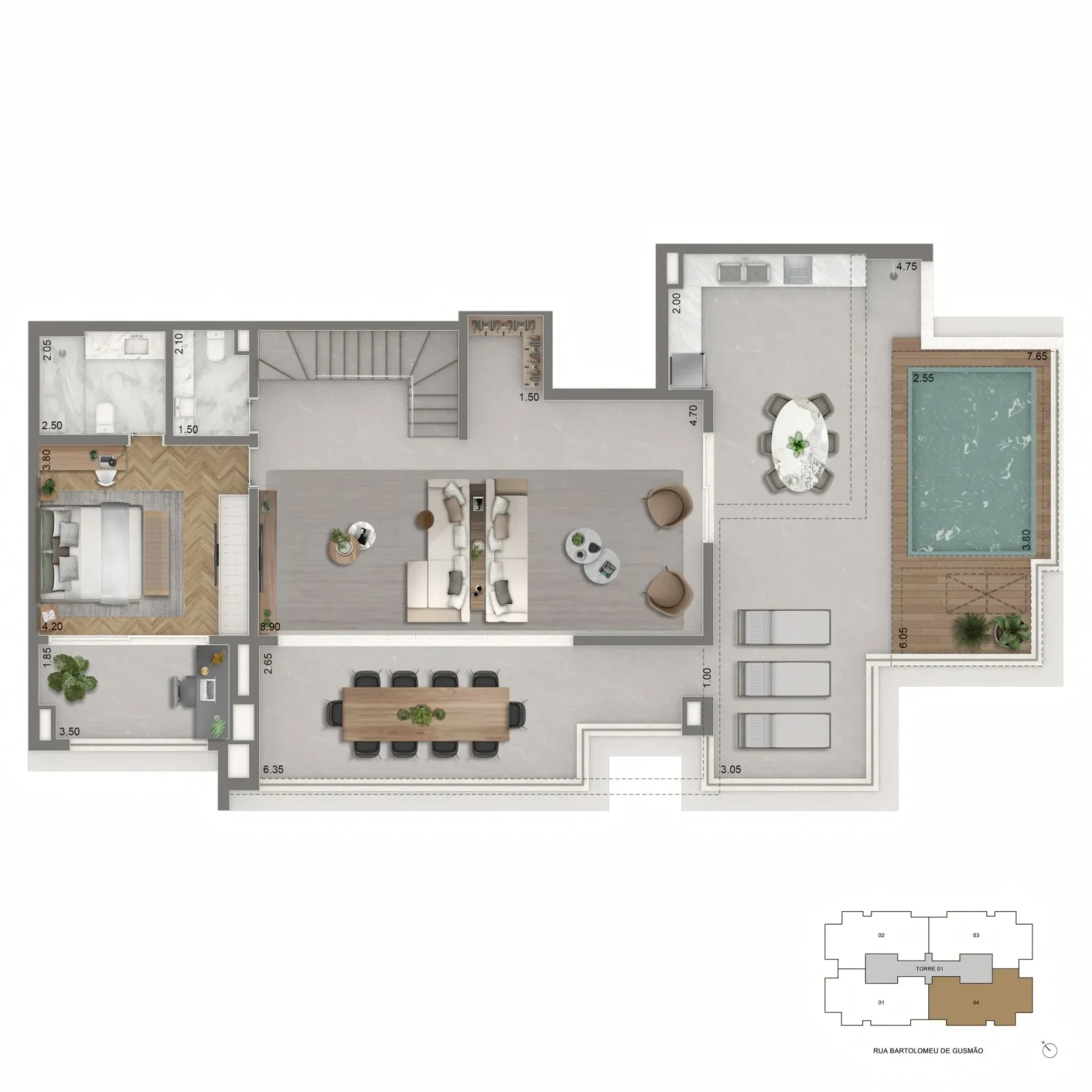 Cobertura duplex 311 m² · pavimento superior